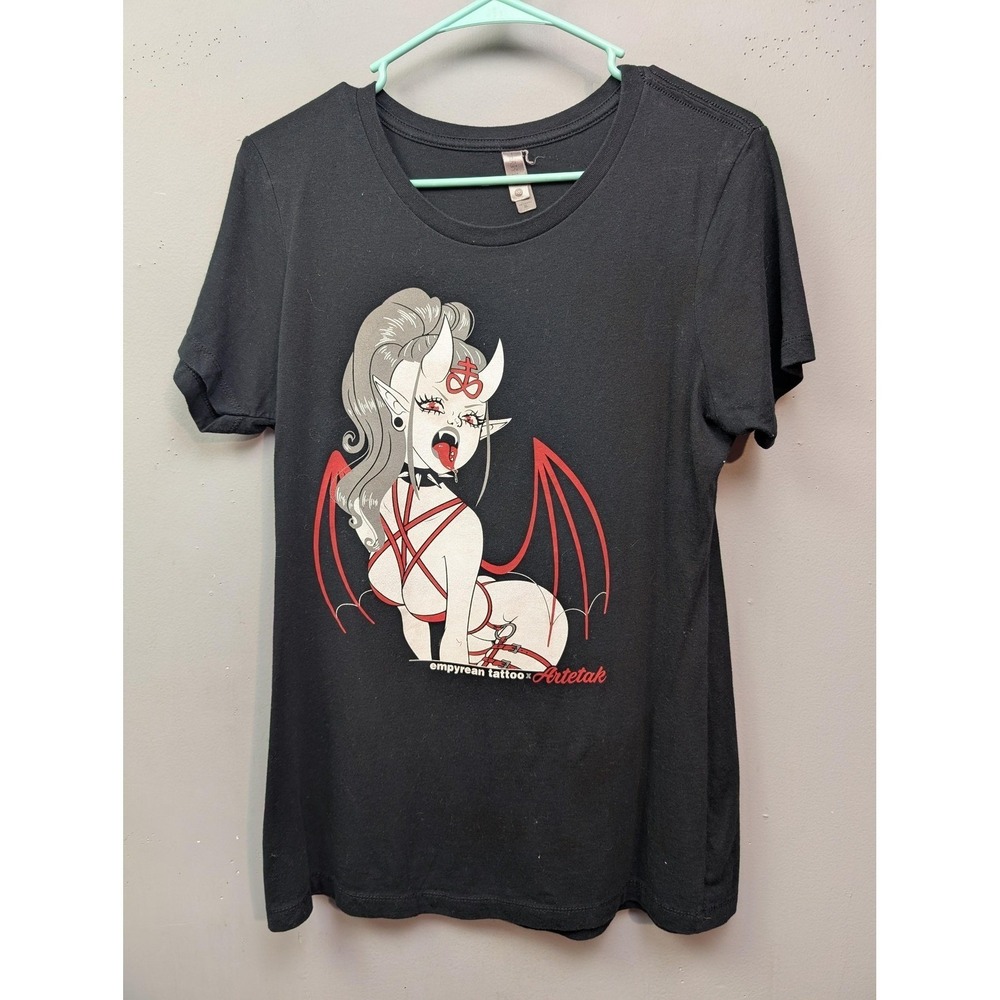 Empyrean Tattoo Artetak Succubus Graphic Next Level T-Shirt Womens XL Black Tee